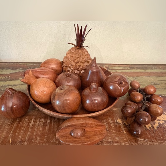 Vintage MCM Wooden Fruit and bowl - Picture 6 of 14